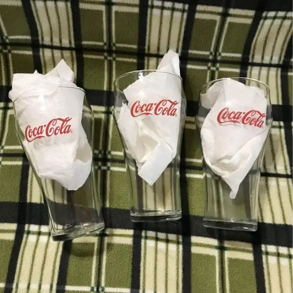 3 Coca‎ Cola Glasses Red Writing